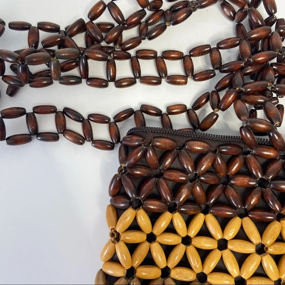 Vintage wooden bead purse